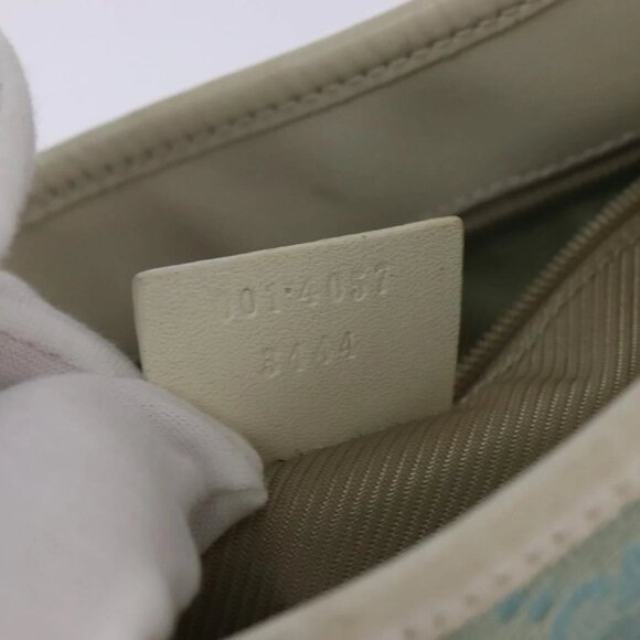 GUCCI Jackie GG Canvas Shoulder Bag Light Blue Gold 001 4057 Auth ki6112 - Picture 10 of 16